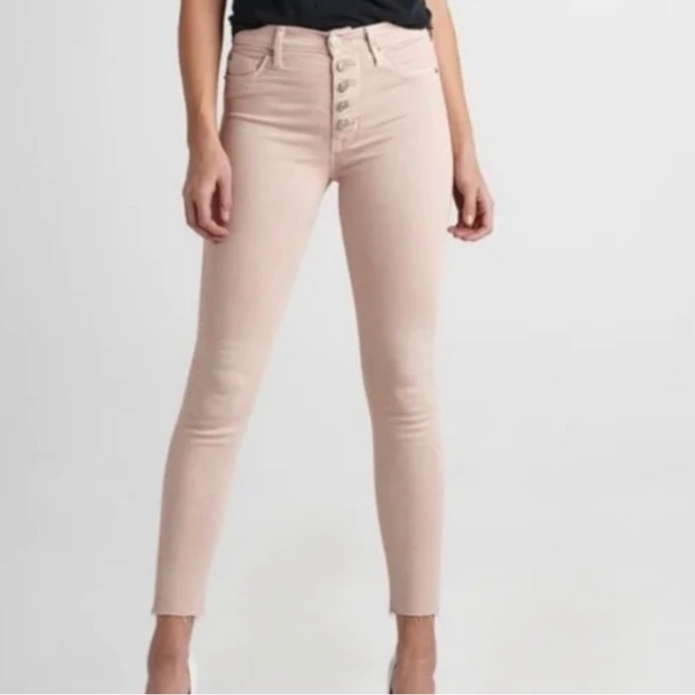 Hudson Button Fly Skinny Jeans Pale Pink Size 25